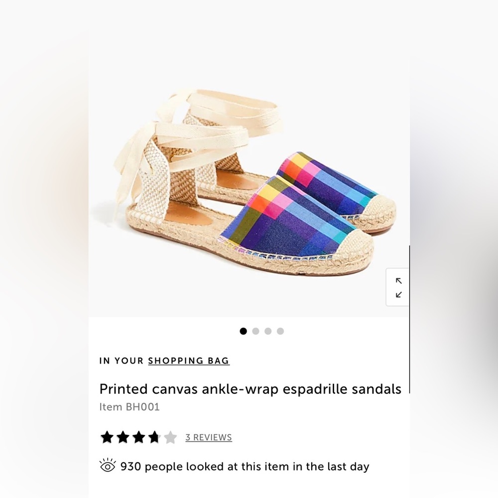Jcrew women’s printed canvas ankle wrap espadrilles.